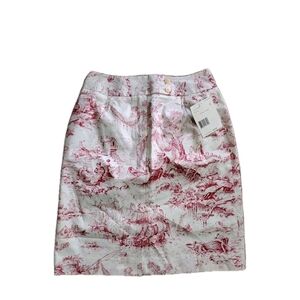 Liz Claiborne Collection Antique Etchings Skirt Cotton Lined Pencil Size 4 NWT
